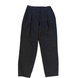 Akris Punto Silk Pleated Tapered Pants Sz 4 Black Gathered Back Hem Cupro Lined